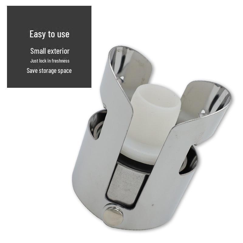Vacuum-Sealed Stainless Steel Double Buckle Silicone Wine Stopper for Champagne & Sparkling Wine