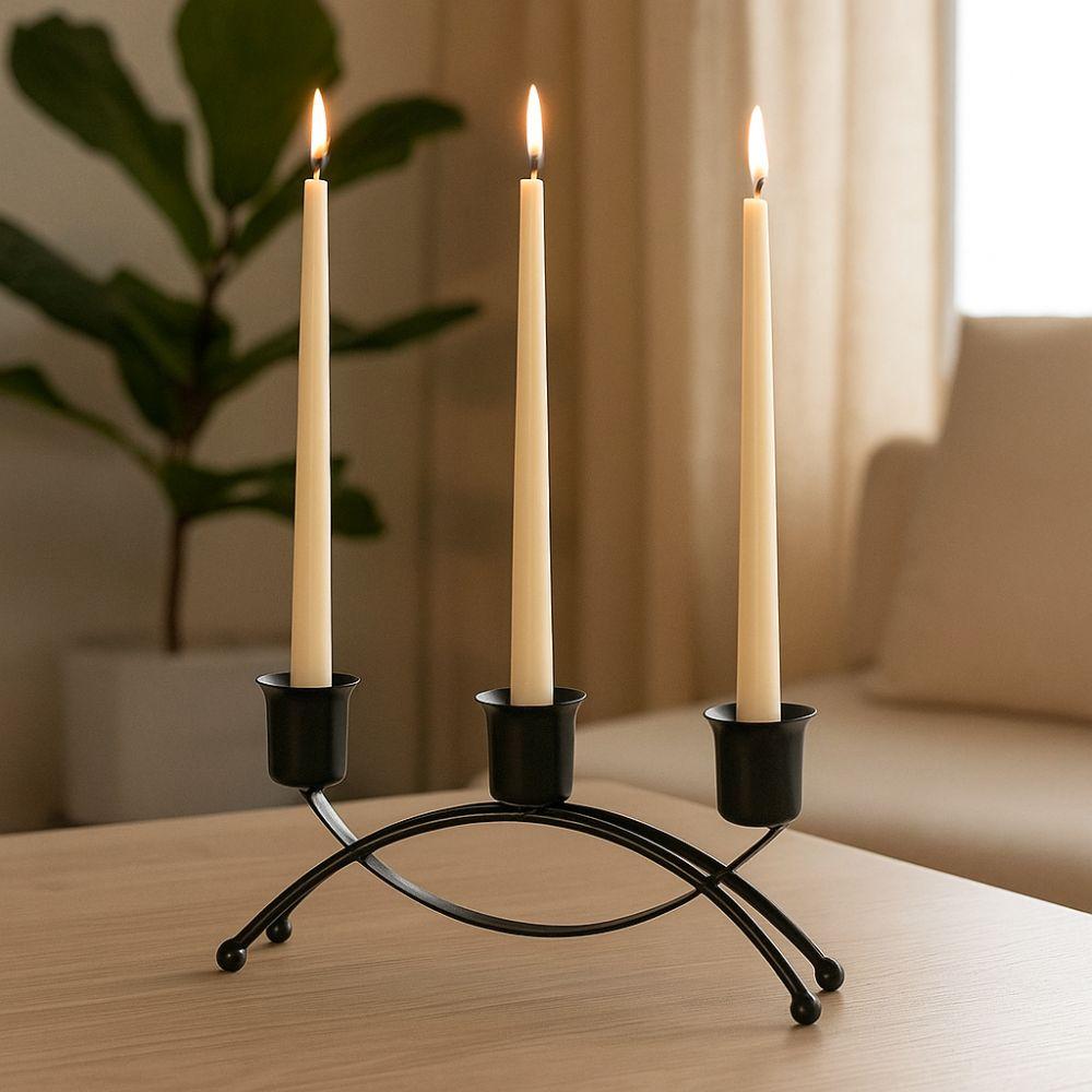 Metall 3-armet lysestake Europeisk stil Vintage kandelaber Lysestake Ferie middag