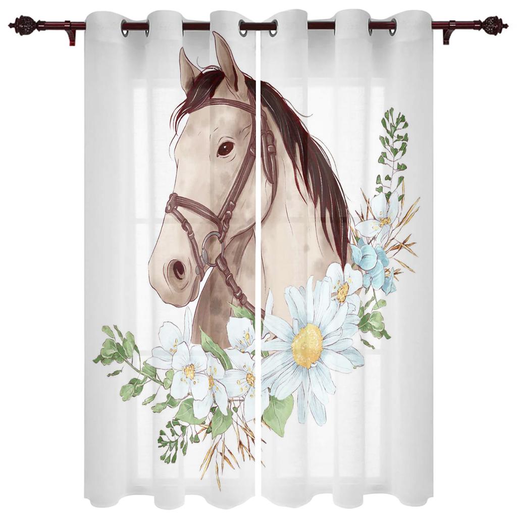 Farm Animal Horse Black And White New Simple Curtains Home Decoration Curtains Modern Home Supplies