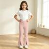 Kids' Yoga Pants with Pockets, High Waisted Color Stretch Casual Pants for Dance Running and Workout