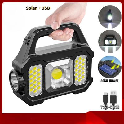 30W YENİ USB Şarj Edilebilir Süper Parlak Güneş Enerjili LED Kamp Feneri COB Çalışma Lambaları El Tipi Güneş Enerjili Fenerler Arama Lambası