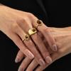 European & American Cross-Border Cold Style Irregular Gemstone Ring Set for Women