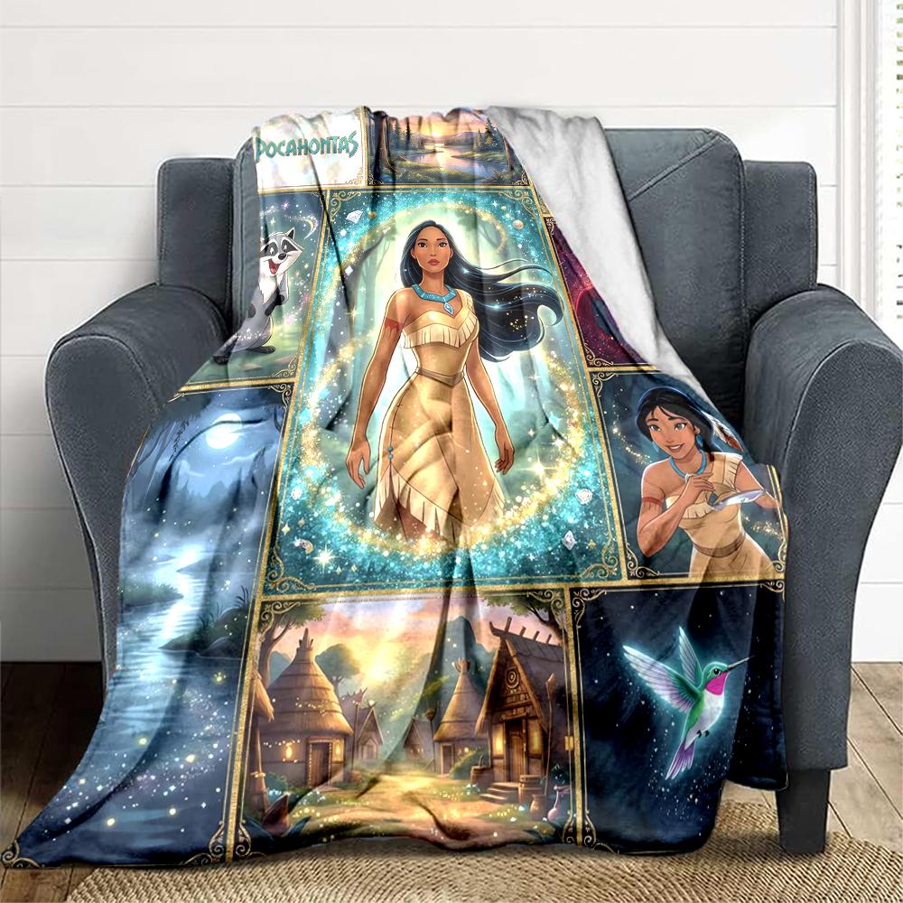 1Pc Pocahontas Adventure Collage Blanket Soft And Comfortable Casual Warm Camping Travel Christmas Halloween Xmas Gift M924418