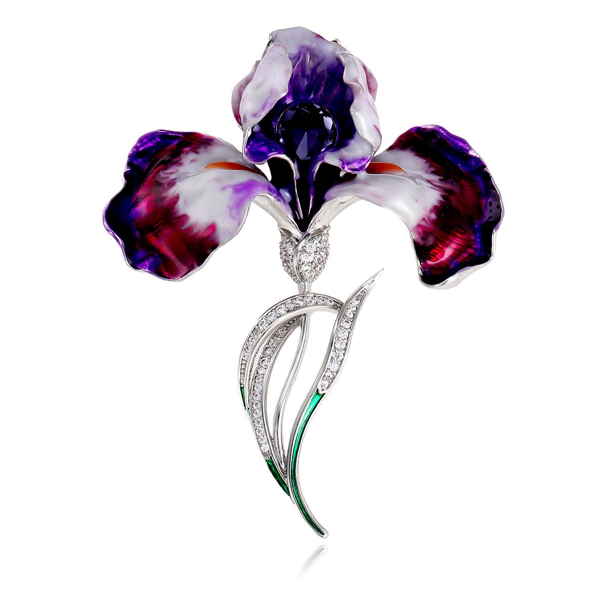 

Lingxin Retro Enamel Gladiolus Brooch: Exquisite European & American Flower Pin Corsage Jewelry