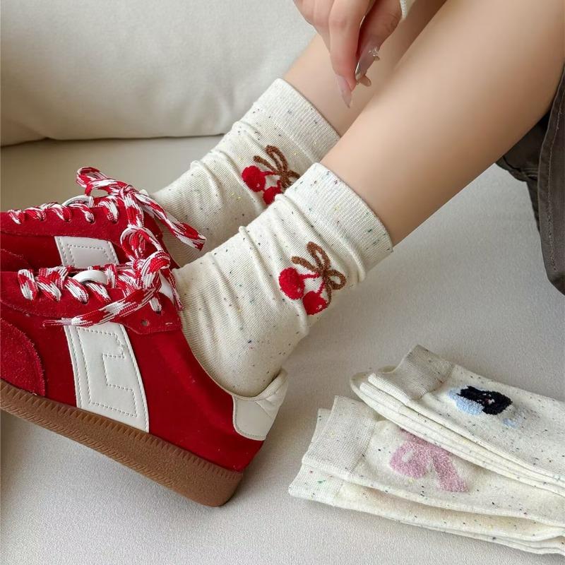 Socks Sweet Socks Dopamine Socks Girl Style School Style Colorful Cartoon Cute and Versatile Polka Dot Yarn Mid-calf Socks for Girls
