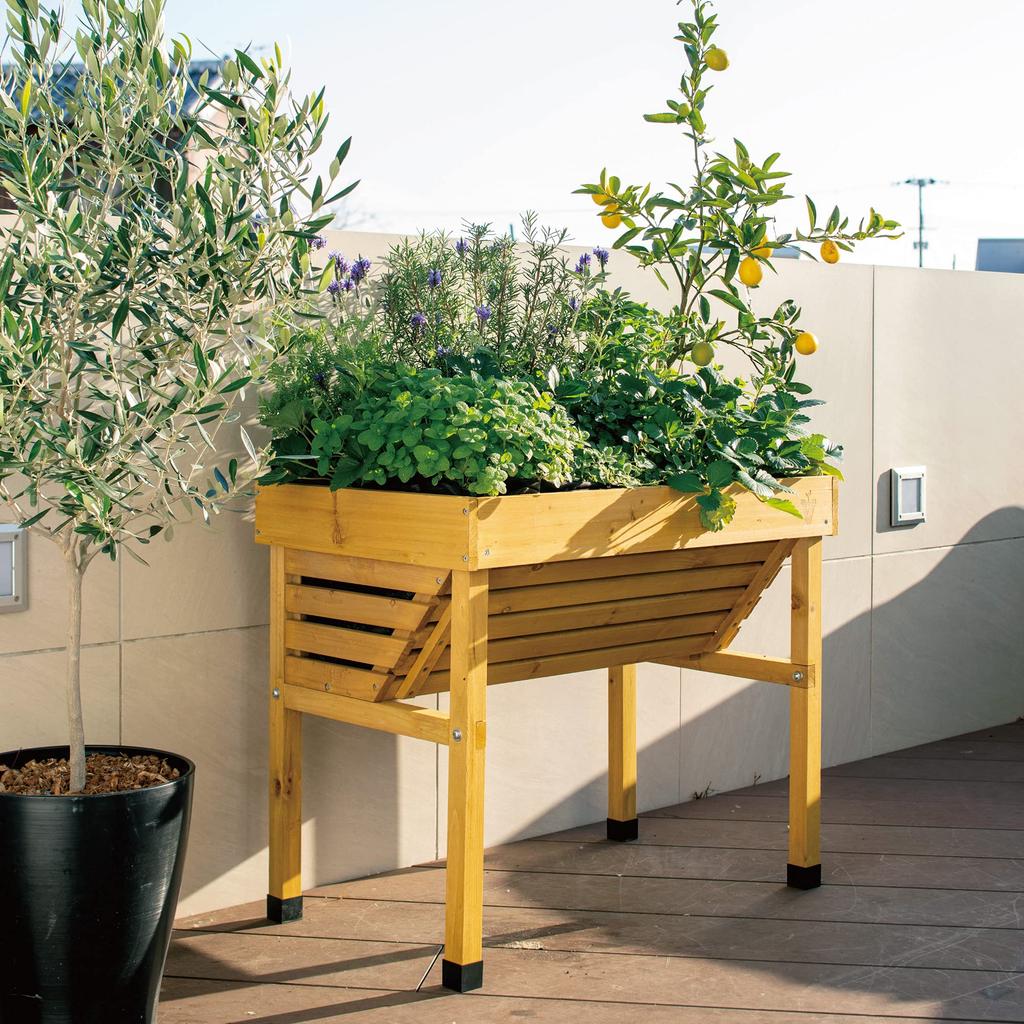 Takasho Vegetable Planter Home Vegetable Trug Wall Hugger Compact Ocher Wooden Flower Pot Flower Home Garden Natural Wood Polypropylene VGT-WH04F