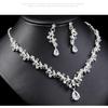 Women's Korean Bridal Necklace & Earrings Set: Zircon Crystal Diamond Clavicle Chain for Weddings & Evening Wear