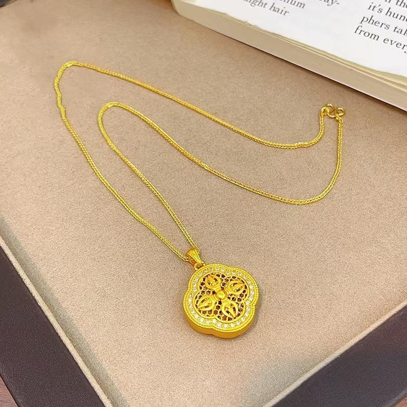 Gold Heritage Series: Four-Leaf Clover & Vajra Pendant Necklace for Women