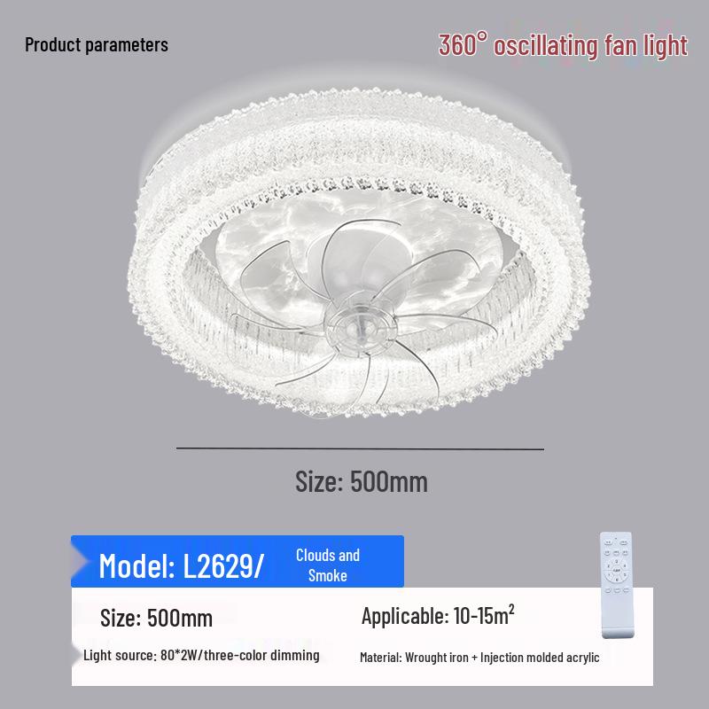 Modern Oscillating Ceiling Fan with Light for Bedroom, Study, Dining, or Children's Room