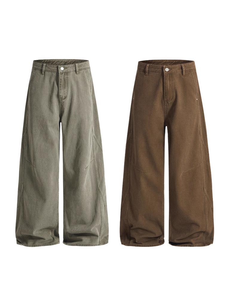 American Vintage Casual Pants With Solid Color For Men And Women