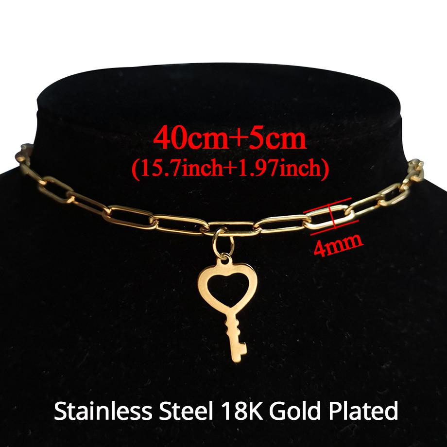 Gold Color Stainless Steel Choker Necklace Women Hip-hop Punk Short Box Link Neck Chains for Women Jewelry Collares De Moda 2019