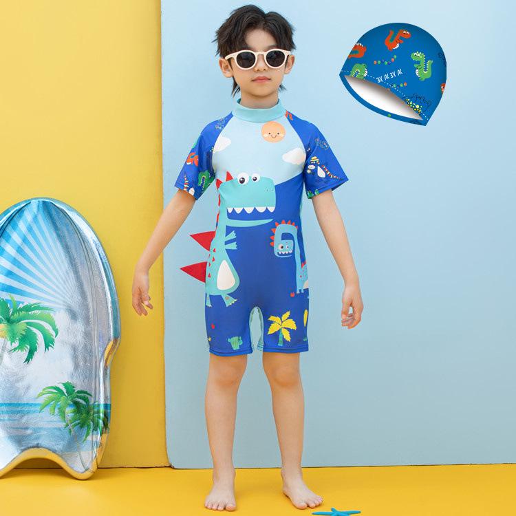 Spot Children's Cartoon Swim Trunks: One-Piece for Boys, Sizes Small To Large, Quick-Drying for Swimming and Hot Springs.