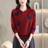 Spring Women's Round Neck Jacquard Knit Sweater - Loose Fit Slimming Base Layer Top