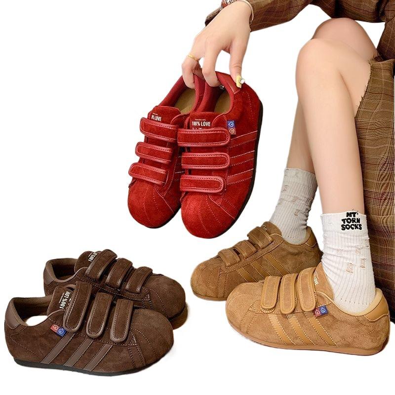 2025 autumn Korean version Velcro retro German training shoes women's inner height increase breathable non-slip wear-resistant casual versatile spo