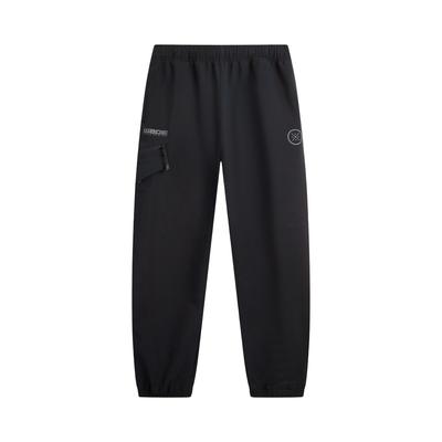 Li Ning Fleece Lined Warm Sports Fashion Versatile Windproof Water Resistant Loose Letter Sports Long Pants Men Bottoms AYKV435-1