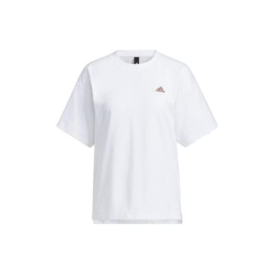 Solid Color Logo Letter Patch Short Sleeve T-Shirt Women Tops White IA5249
