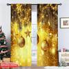 Set Of 2 Flat Printing Christmas Hot Party Curtains Golden Deluxe Ball Scopic Stylish Polyester Fiber Spring Curtain
