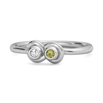 Peridot Doppelzargen Minimalistischer Ring - 925er Sterlingsilber