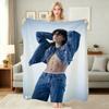Stylish Man Yellow Jacket Portrait Pattern Blanket Warm Comfortable Fleece Blanket For Living Room Office Nap Lightweight Home Decor Halloween Gift