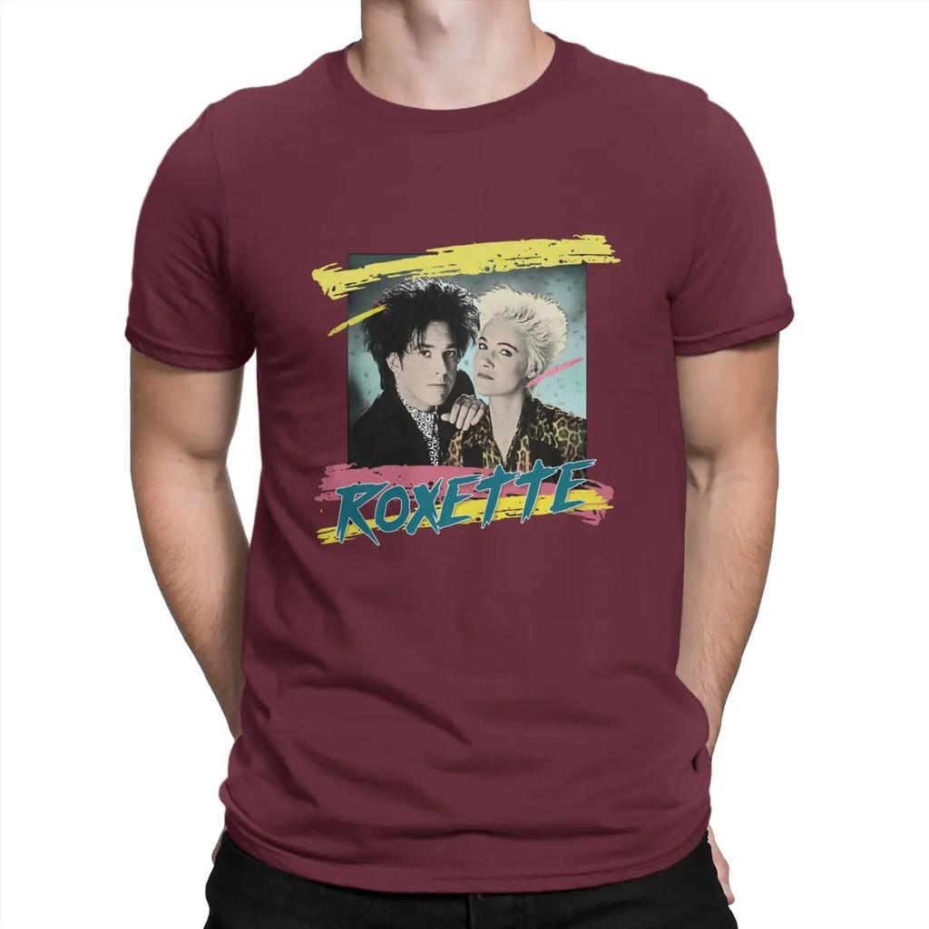 T-shirt Homme Groupe Suédois Années 1980 Roxette 100% Coton Vêtements T-shirts Amusants Manches Courtes Col Rond T-shirt Imprimé Graphique