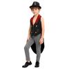 Kids Sequins Medieval Vest Victorian Tailcoat Lapel V Neck Front Zip Vest Solid Sequins Fedora Hat Circus Outfit