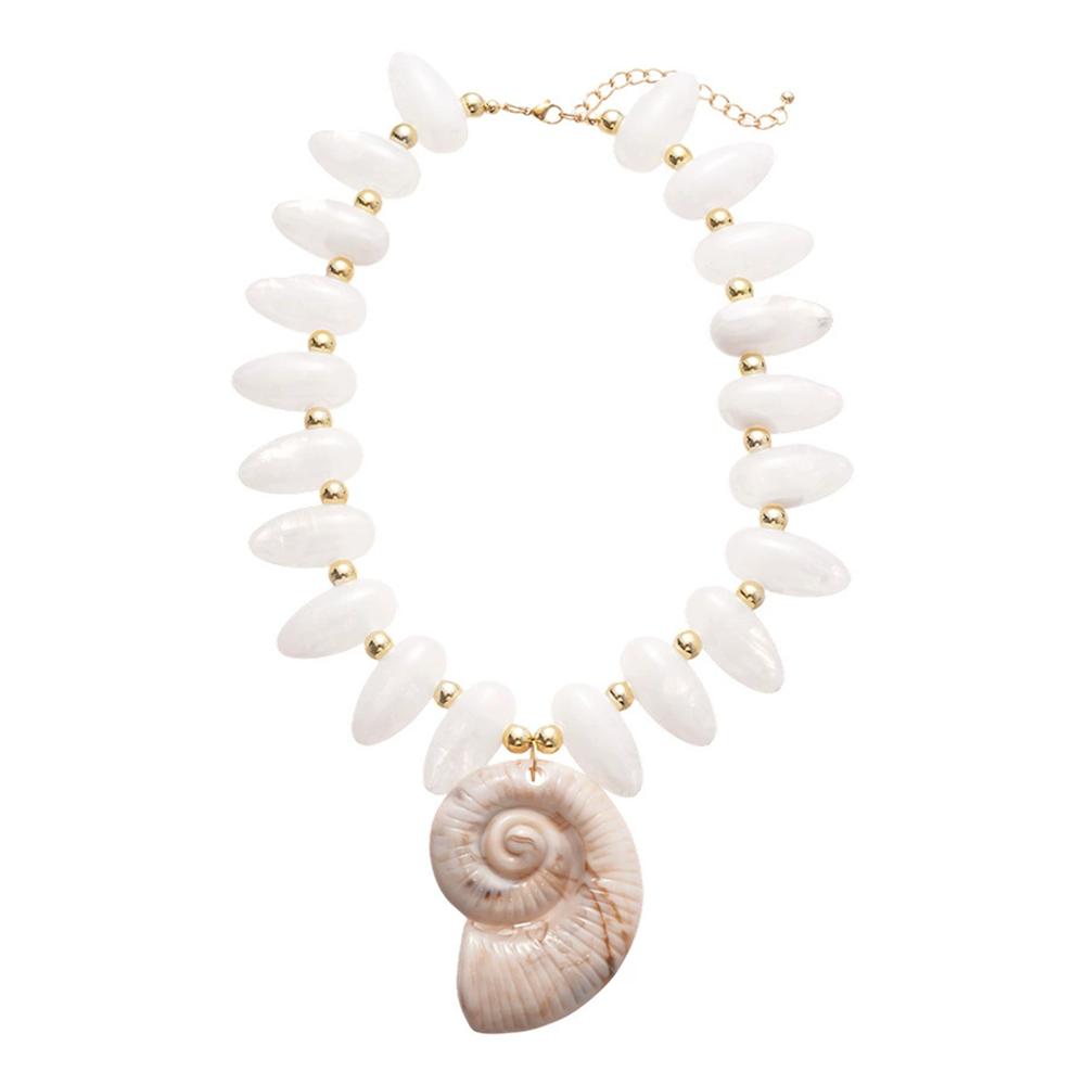 Acrylic Beaded Water Drop Conch Pendant Necklace Vacation Style Unique Personality High-End Exaggerated Necklace For Women