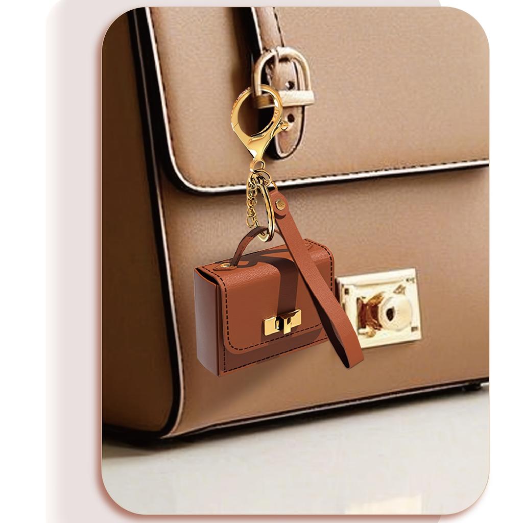Portachiavi Mini Borsa in Ecopelle PU - Portamonete alla Moda con Dettagli Dorati, Design Compatto per Chiavi e Monete, Disponibile in Azzurro Chiaro, Rosa, Nero