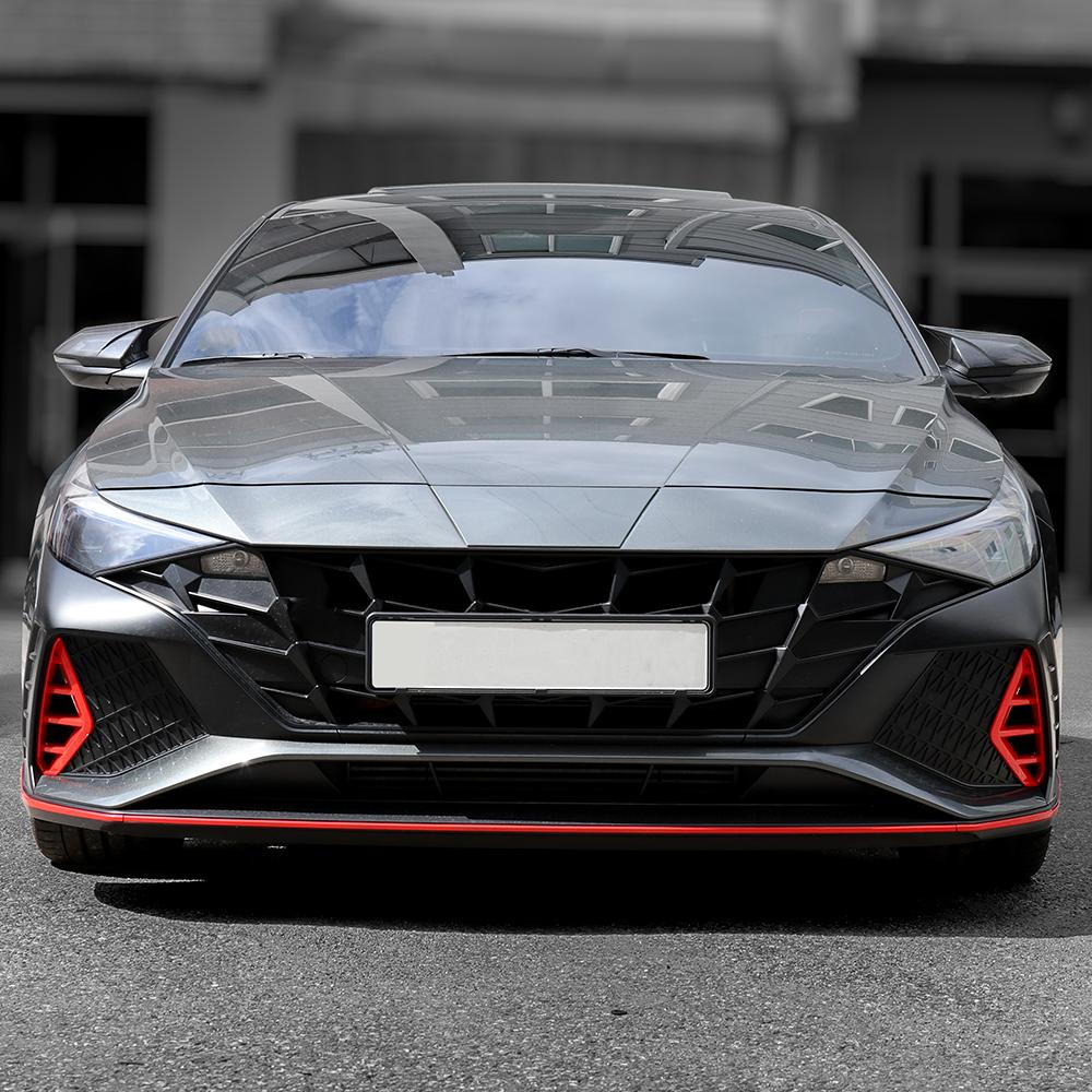 Red Front Fog Light Lamp Decoration Cover Trim For Hyundai Elantra CN7-N Line LHD/RHD