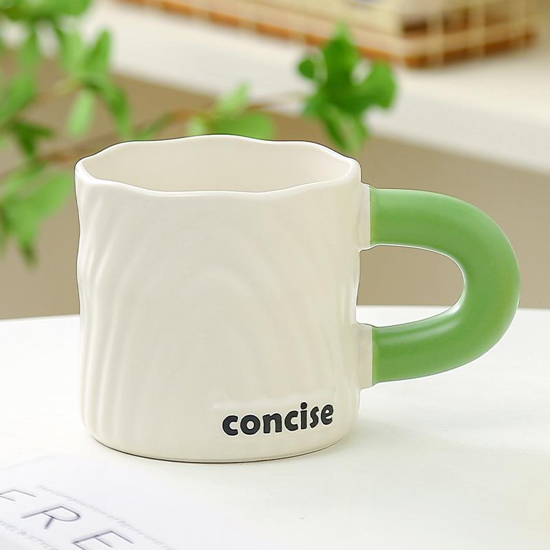 

Creative Stone Pattern Tree Pattern Mug Single Cup Simple Solid Color Ceramic Water Cup Couple Coffee Cup Souvenir Gift Cup 420ML