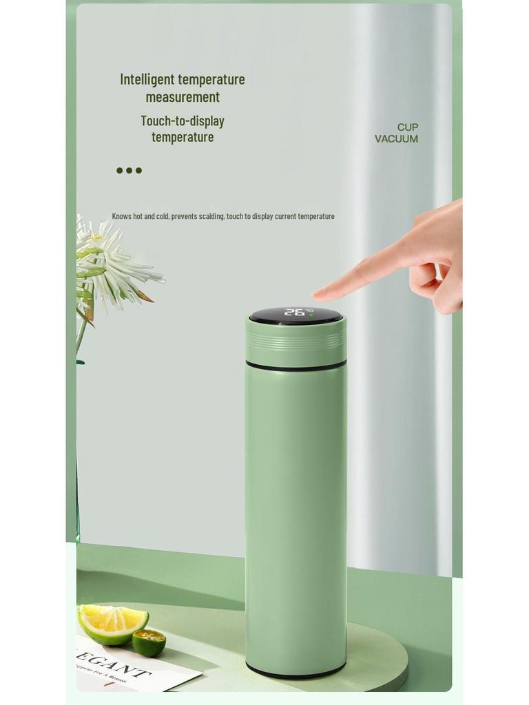 Smart Ceramic-Lined 304 Stainless Steel Insulated Cup - Simple Solid Color, Straight Body, Portable Office Gift.