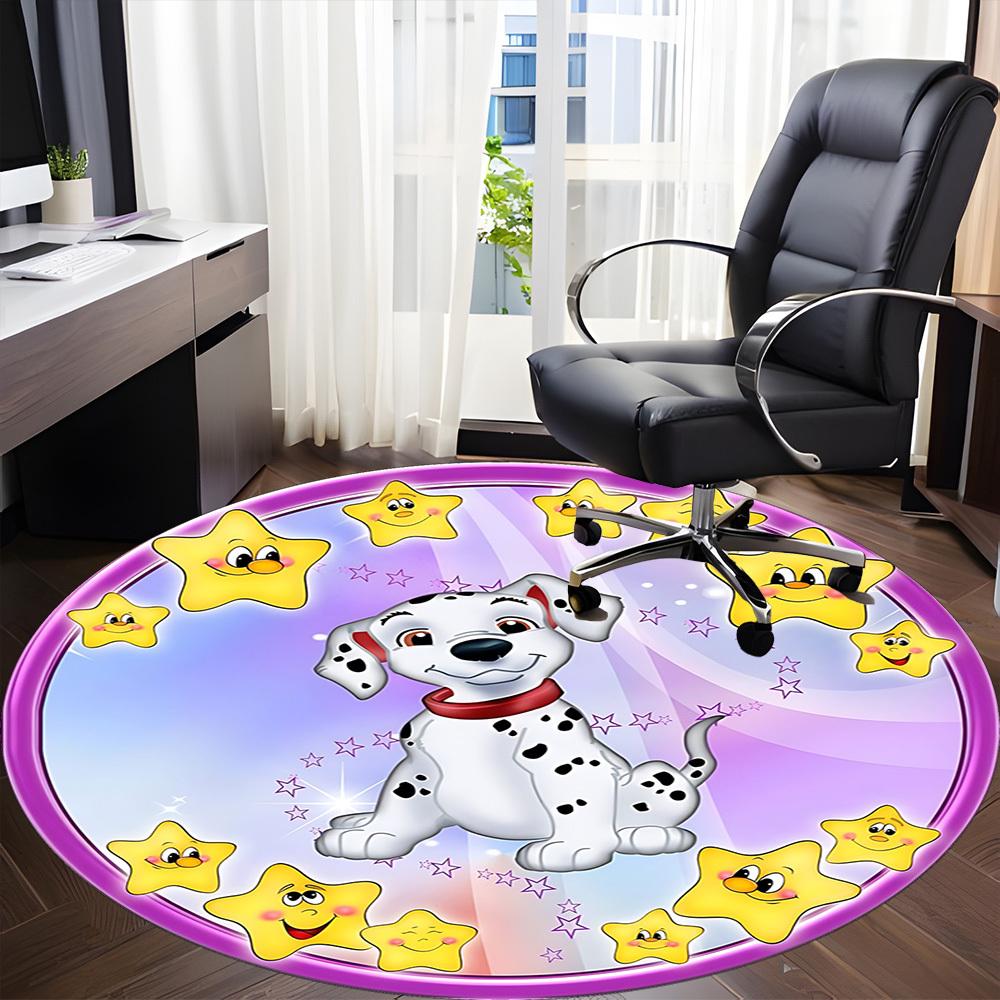 1pc Dalmatian, Starry Night Carpet for Office Non-Slip, Round Carpet, Soft & Comfortable, Carpet for Office, Lightweight Round Floor Mat