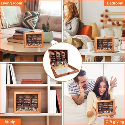 Ångest Bokhylla Liten Miniatyr Bibliotek Vitrinskåp med Mini Bok Stresslindring och Kreativitet Dekor Mini Bok Tändsticksask Hylla för Ångestlindring