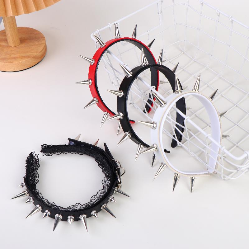 Gothic Punk Goth Headwear Women Headband Girls Rivets Headwear Cosplay Headdress Lace Hair Accessories