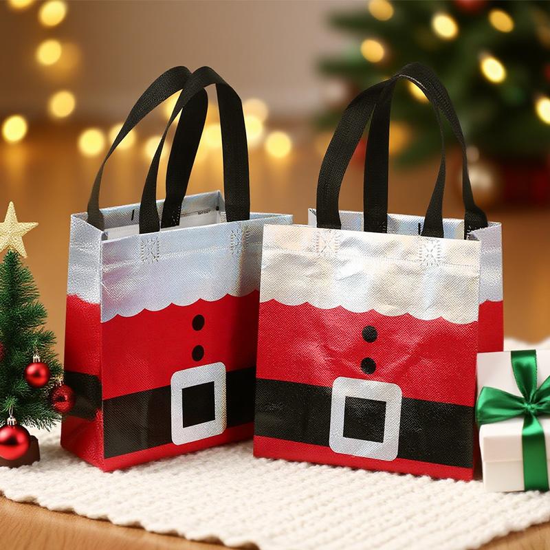 12-24 Stück Weihnachtsgeschenktasche Weihnachtsmann Vlies Tragetasche mit Griff Weihnachtsdekoration für Zuhause Neujahr Kinder Geschenkverpackung