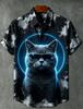 Men's Tie Dye Neon Animal Print Short Sleeve Shirt, Suitable For Street style, Daily Casual And Summer Wear