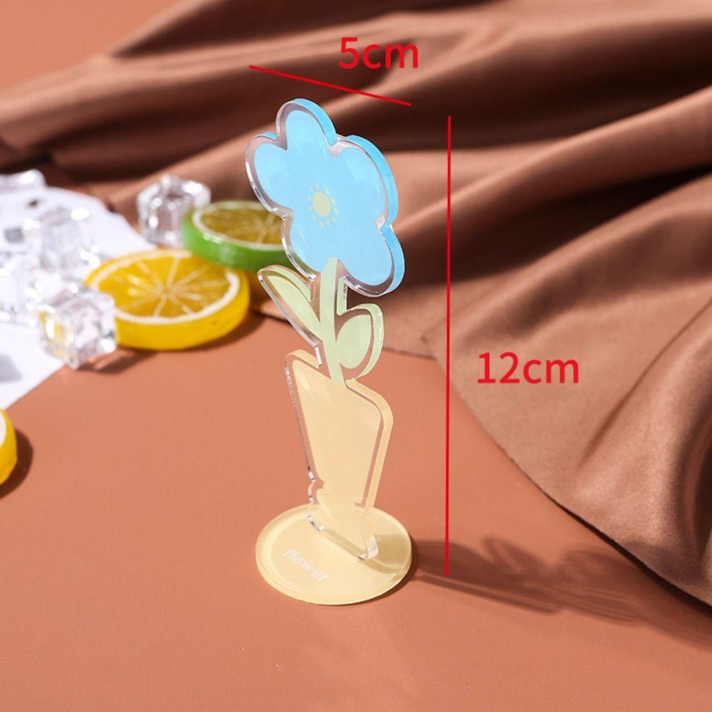 Memo Holder Acrylic Flower Card Holder Flower Shaped Flower Desk Paper Clip  Postcard Holder