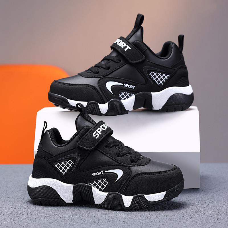 Kids Lightweight PU Leather Tennis Sports Sneakers Boys Girls Walking Running Casual Shoes Autumn Winter for Child Students