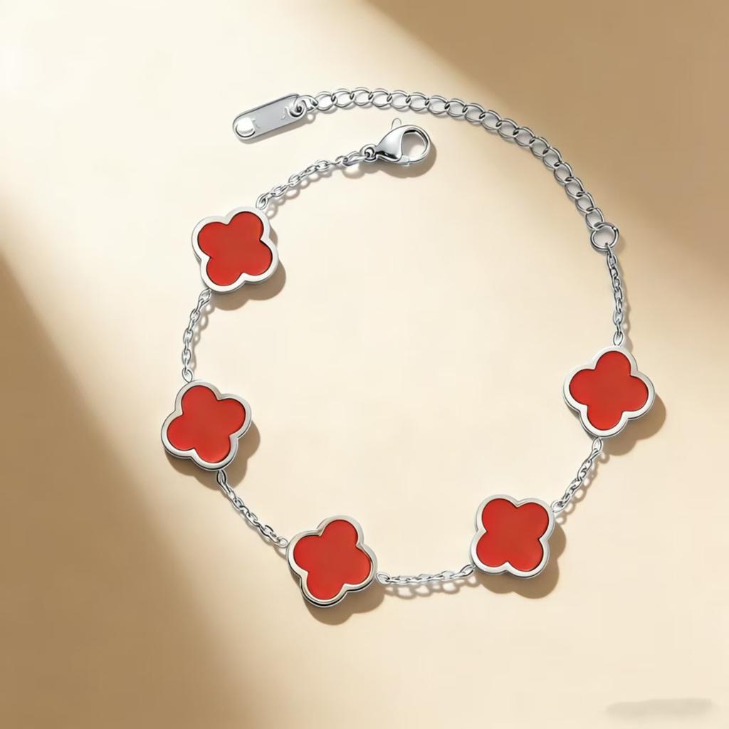 Stylish New Smooth Four-leaf Clover Bracelet Titanium Steel Double-sided Women's Bracelet