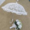 Eleganter Spitzen Sonnenschirm mit langem Griff für Teepartys, Hochzeiten und Fotografie - Schirm Requisite im Vintage-Stil