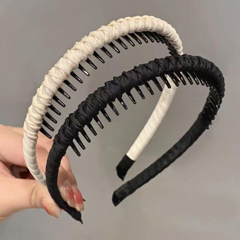 NonSlip Resin Cotton Hair Band For Women Workouts Spa Face Washing Secure Grip With Teeth Elastic Thin Headbands Multiple Color