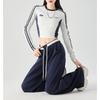 Sportlich Lässige Damen Hose Locker Patchwork Kordelzug Frühling Herbst Modedesign All-Match Zart Gemütlich Mode Klassische Hose