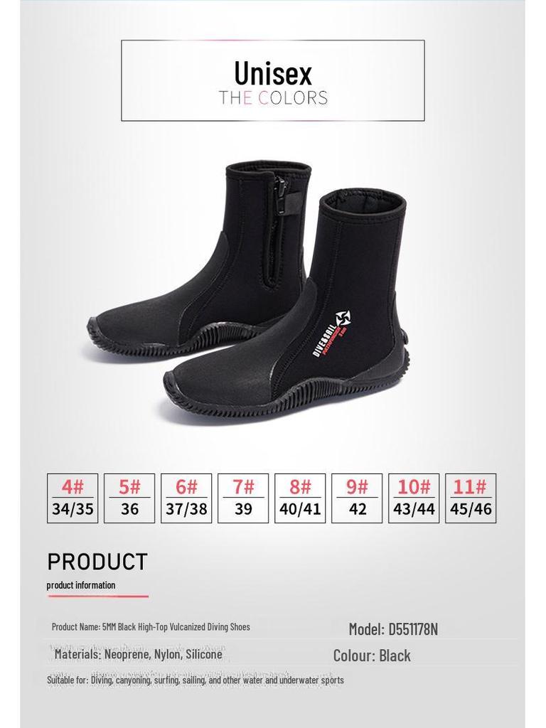 Botas de Buceo DIVE&SAIL de 5MM de Caña Alta Antideslizantes para Surf y Barranquismo