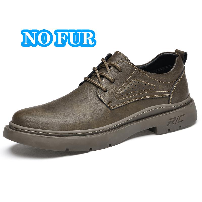 Genuine Leather Men Casual Shoes Luxury Warm Plush Fur Winter Sneakers Male Comfortable Oxford Shoes All-match Business Footwear