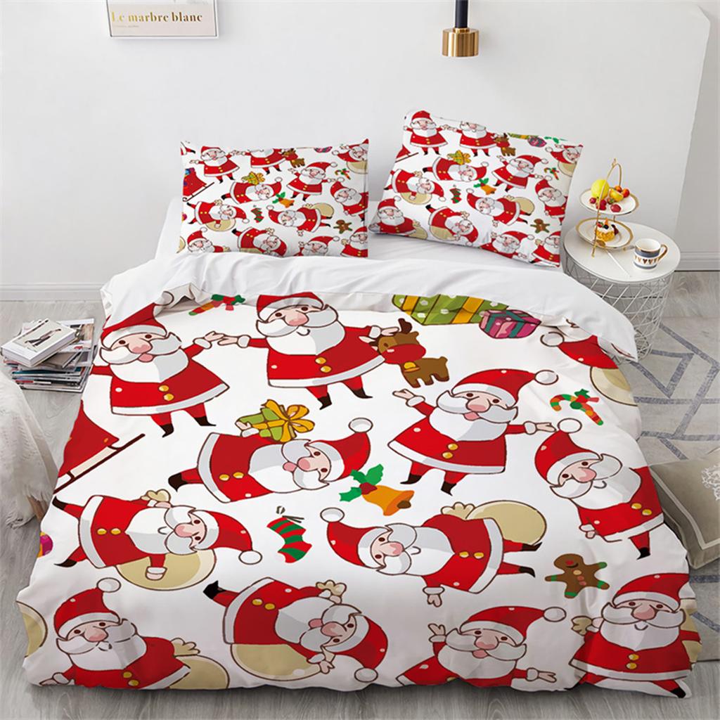 Christmas Cat Duvet Cover Merry Christmas Microfiber Cartoon Animal Santa Claus for Women Children Teen Gift Bedroom Decorations
