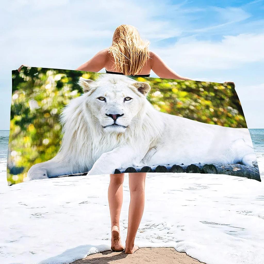 Soft Multipurpose Towel African Animal Lion, Bathroom Beach Towel Sand Proof Swimming Bath Pool Towel for Home Swim Spa Gym