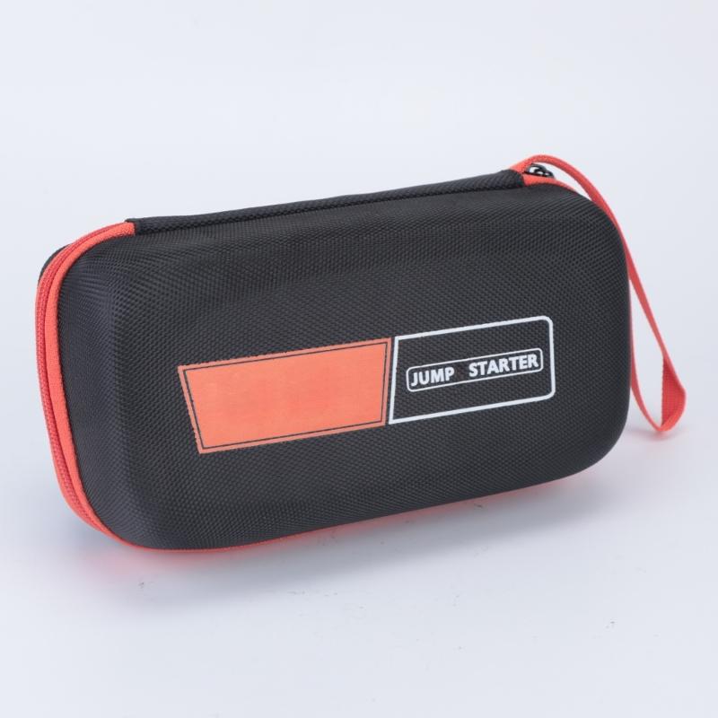 Car Starter for Depleted 12V Vehicle Batteries, with Digital Battery Display, USB Output, Integrated LED Light, Starter-Clamp Cable, and Zippered Case