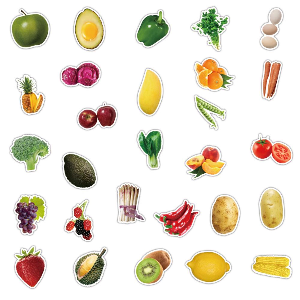 50Pcs Trendy Green Fruits And Vegetables Personalized Graffiti Stickers Creative Waterproof Removable Refrigerator Skateboard G