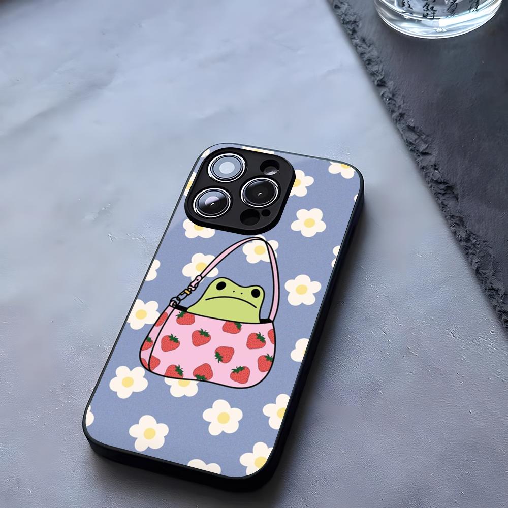 Cartoon Cute Frog Phone Case Tempered Glass For IPhone 17 13 14 16 12 15 11 Pro Max Plus Mini X XR SE2020 Coque