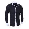 Fall Spring Men Formal Shirt Turn-down Collar Single-breasted Contrast Color Slim Fit Long Sleeves Button Cardigan Mid Length Business Daily
