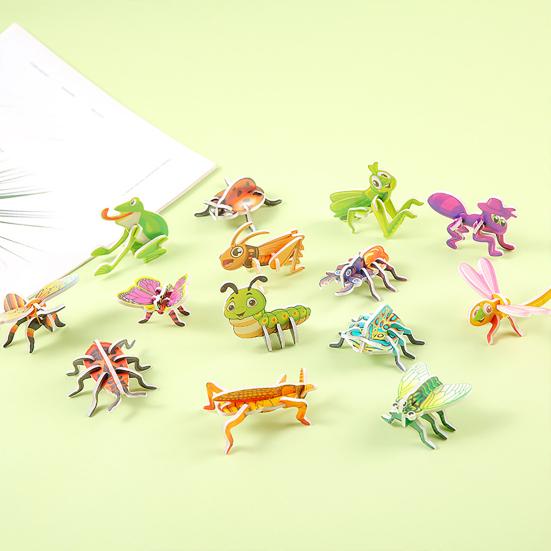 25/30Pcs DIY 3D Animal Puzzle Set Insect Dinosaur Panda Puzzle Assembly Activity Game Kids Educational Jigsaw Toy Classroom Prizes Party Favors